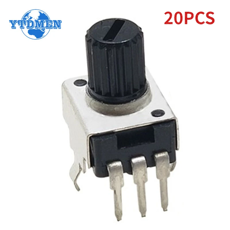 

20pcs RV09 Vertical Potentiometer 7.5mm Shaft Adjustable Resistor 0932 3pin Sealed Potentiometers Kit 2K 5K 20K 100K 500K 1M