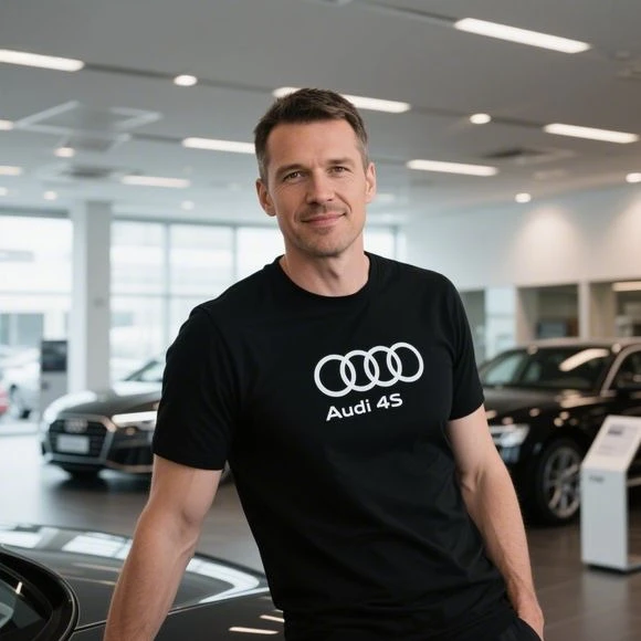 

New Big Brand Summer Men's and Women's Round Neck Short Sleeved Loose Casual Plus Size Audi Car Audi RS T-shirt Short Sleeved