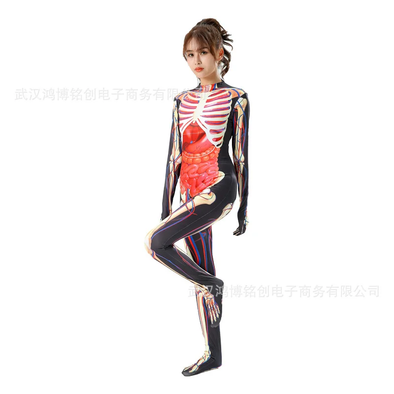 Halloween Carnaval Horror Body Structuur Panty Zombie Patroon Stage Performance Cosplay Schedel