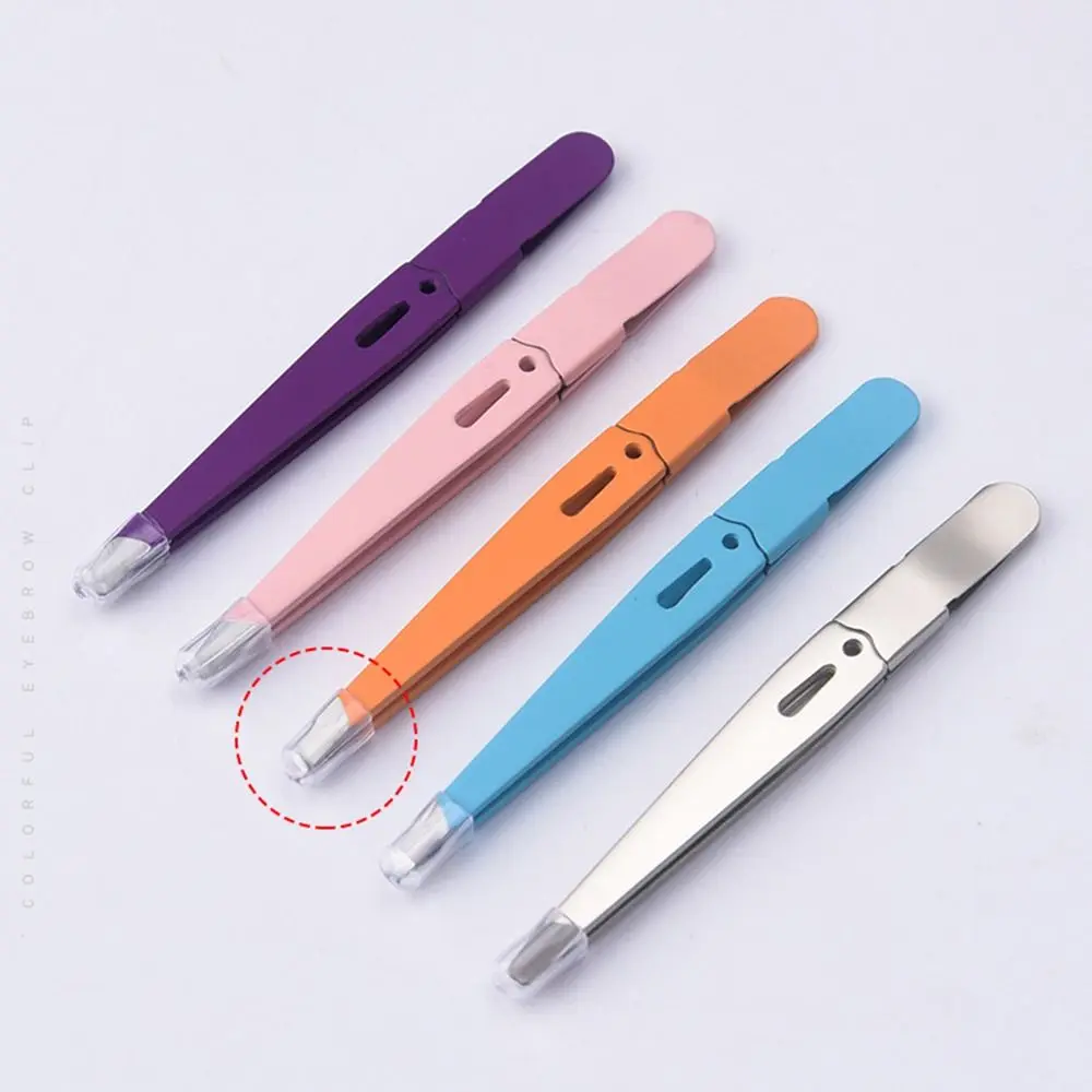 Durable Portable Eyebrow Tweezer Hair Removal Colorful Slanted Eye Brow Clips Multi-purpose Stainless Steel Eyebrow Clamp Women