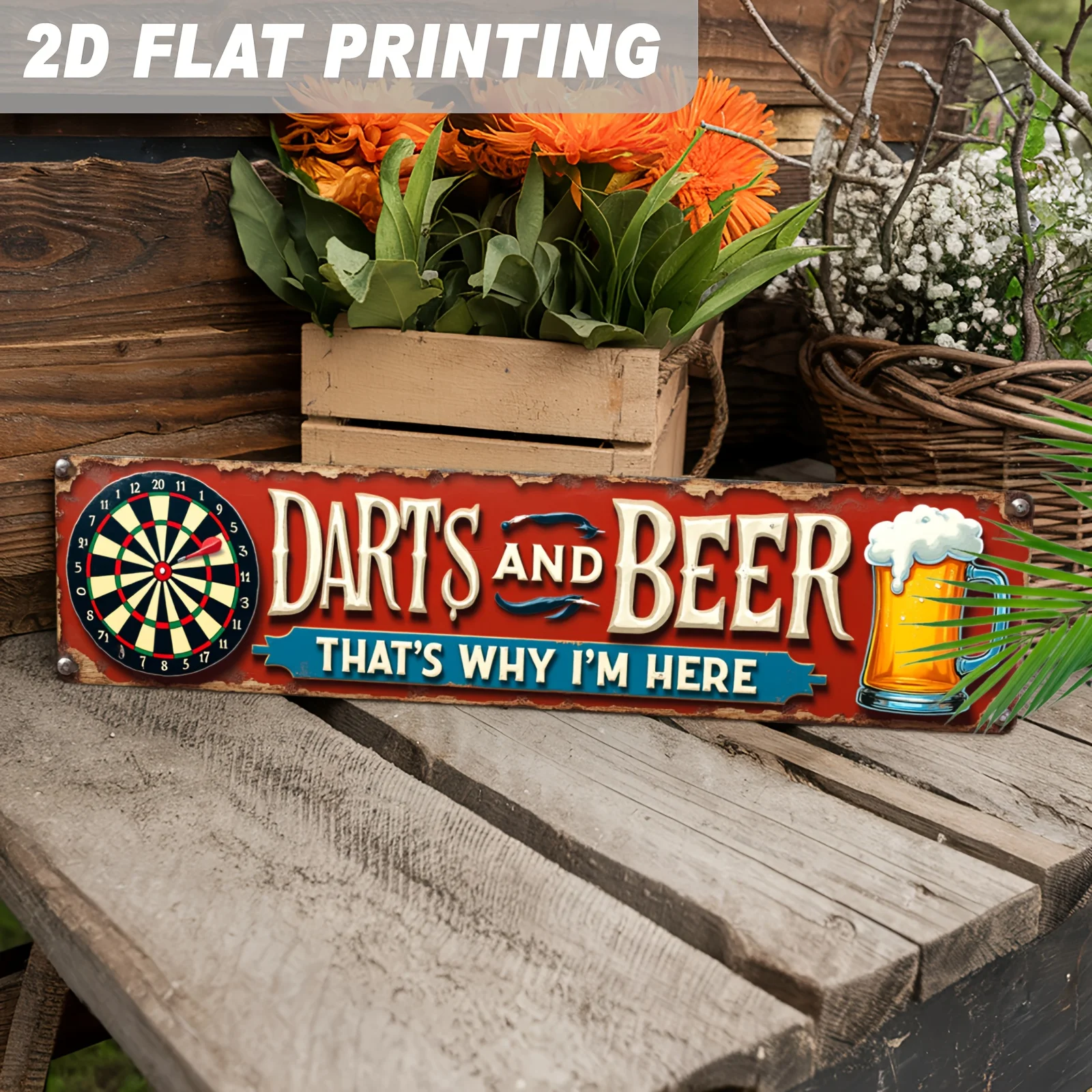 CIFBUY Darts And Beer Wall Art Sign Aluminum Waterproof Wear Resistant Vintage Game Room Man Cave Home Bar Decor Gift