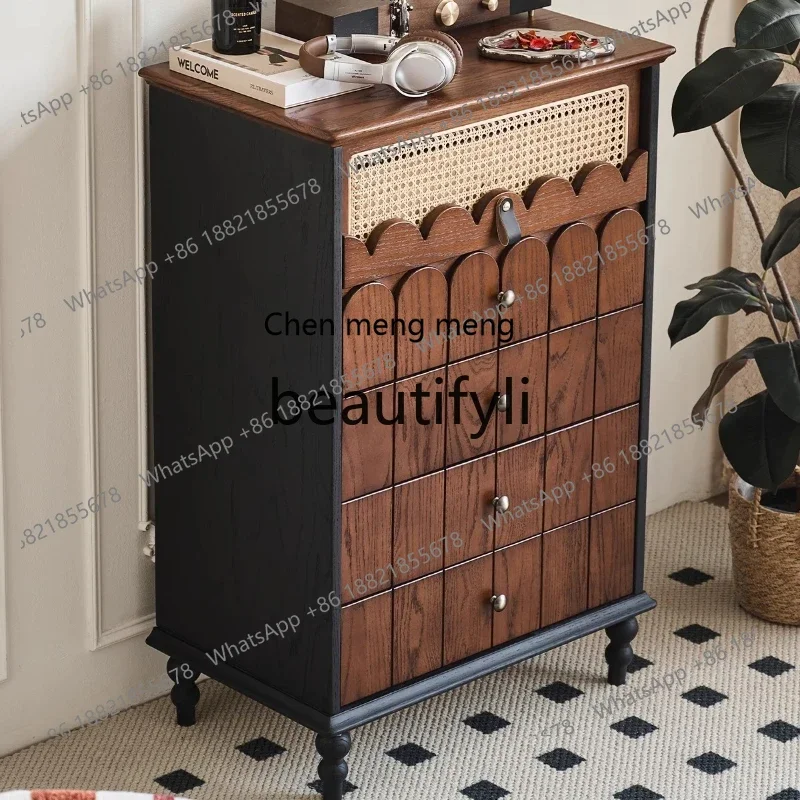 zqxFrench chest living room solid wood five six seven eight nine bucket storage retro bedroom storage chest