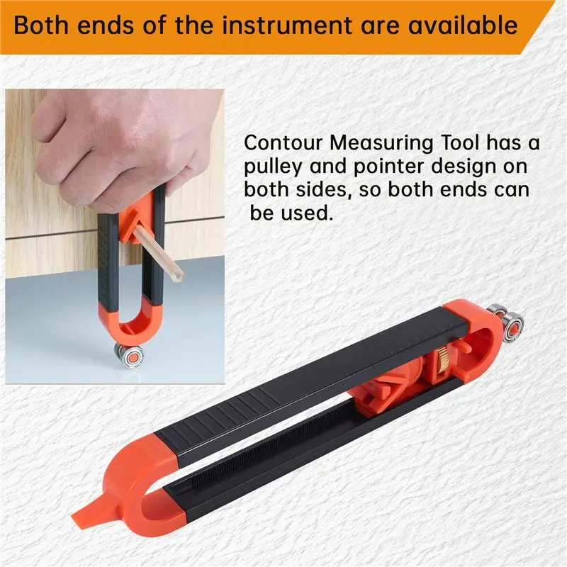 A08R-Contour Measuring Tool With Lock For Pencil - Wood Scribe Tool Edge Corner Measuring Profile Duplicator With 3 Pencils