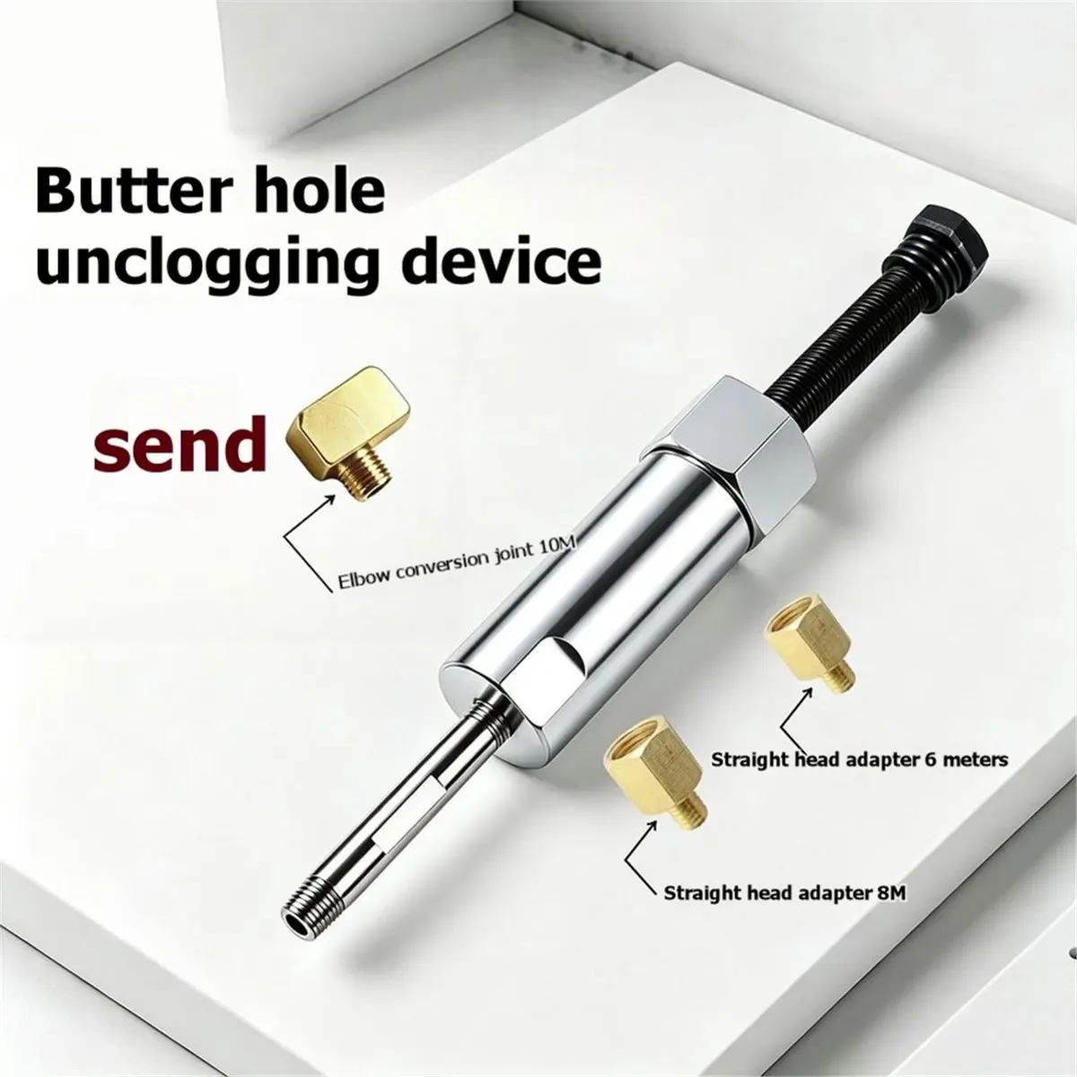Grease Fitting Cleaner Tool for Heavy-Duty Grease Fitting Cleaner Tool Clear Blocked Lubrication 6M+8M+10M Connector