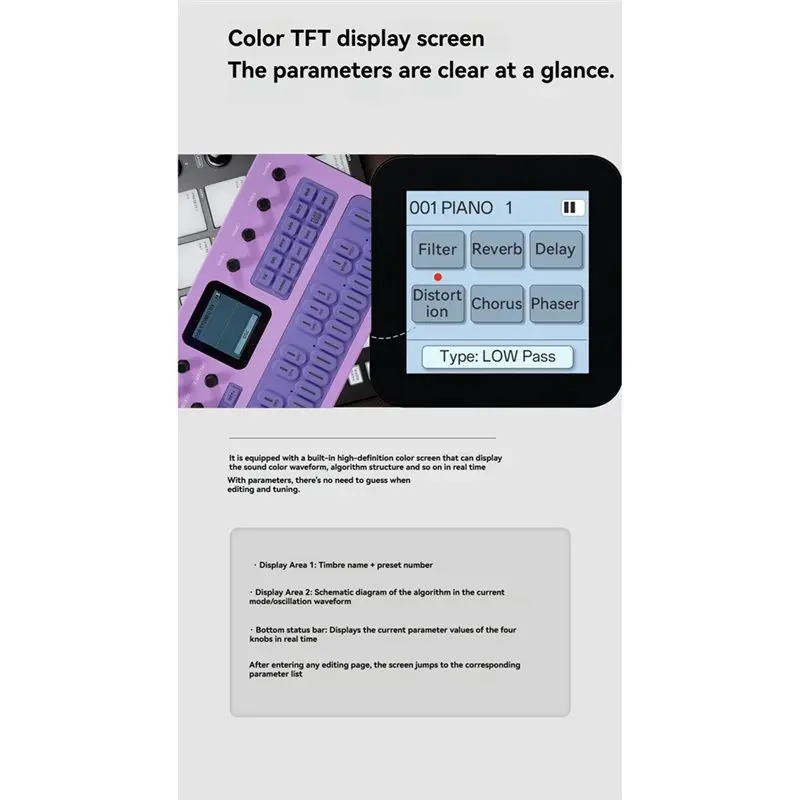 Voltvibe-FM-1 Portable FM Synthesizer 6-Operator 32-Algorithm 128 Presets Built-In Speaker With MIDI Keyboard B