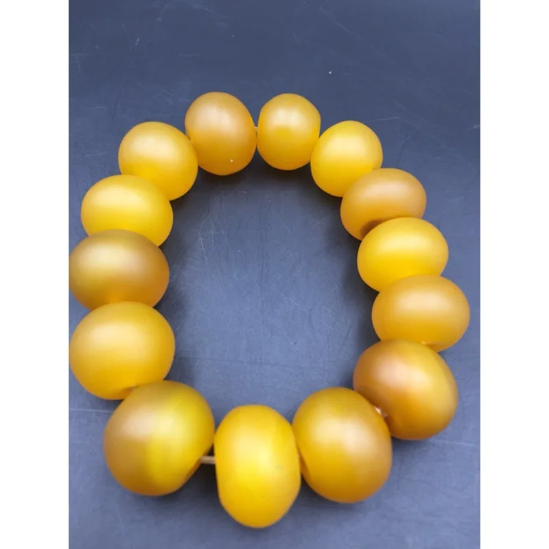 

Natural Crystal Agate Canary Stone Chicken Oil Yellow Frosted Abacus Bead Bracelet Domineering Men's Gift