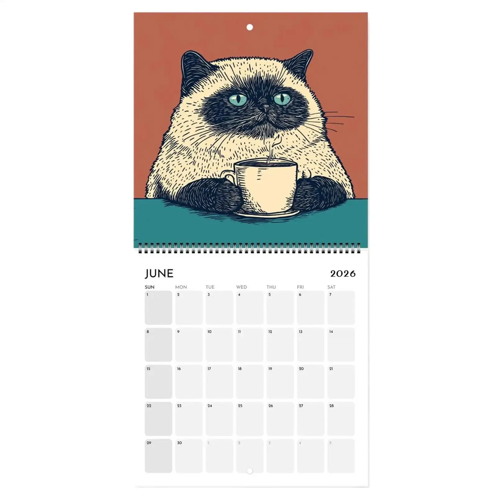최신 벽걸이 달력 2026 12개월 걸이형 고양이 디자인 가족 일정 플래너 오거나이저 침실 가정 사무실 장식용