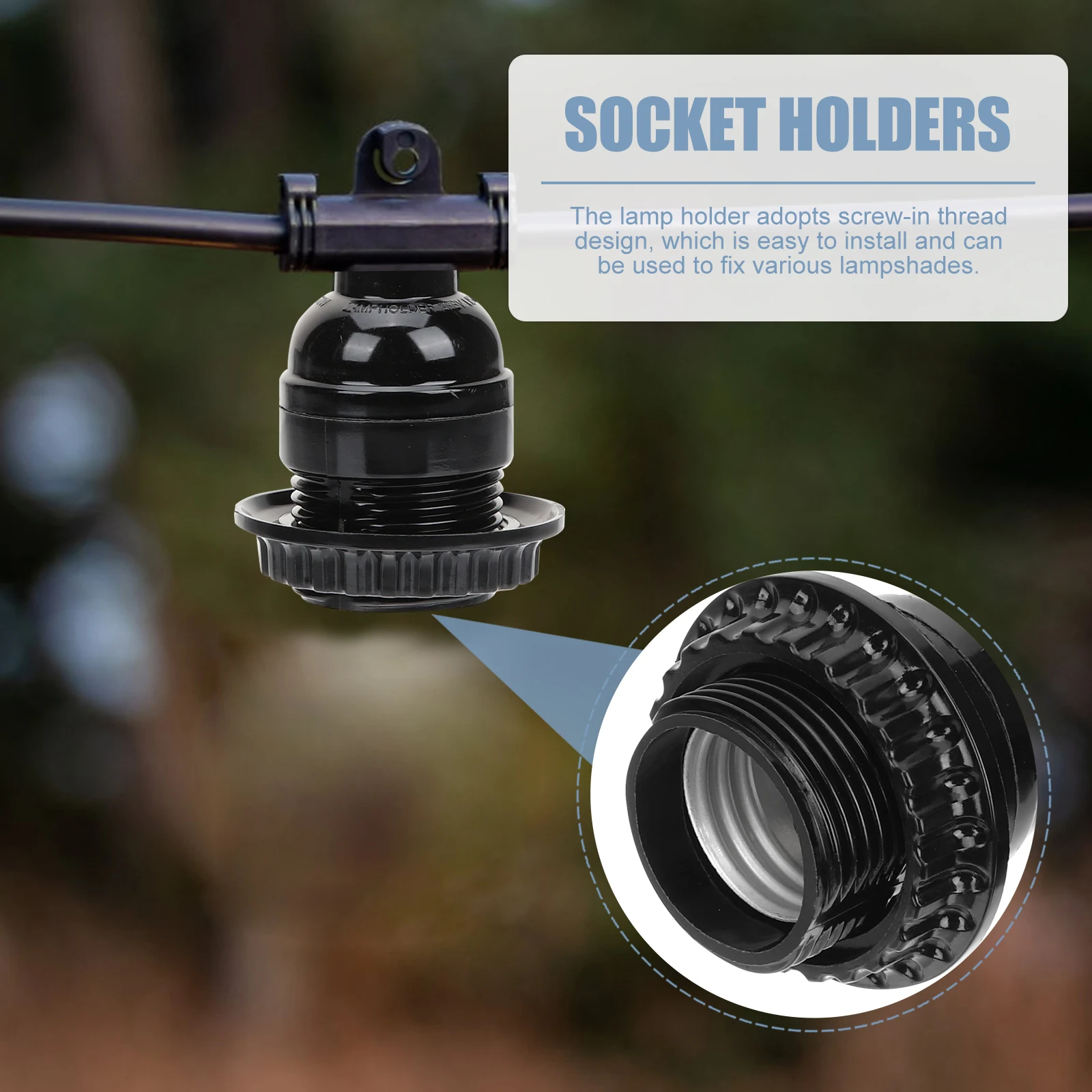 10pcs E26 Holder Black Medium Screw Socket Light Bulb Light Base Base Adapter Keyless DIY Plastic Socket Holder