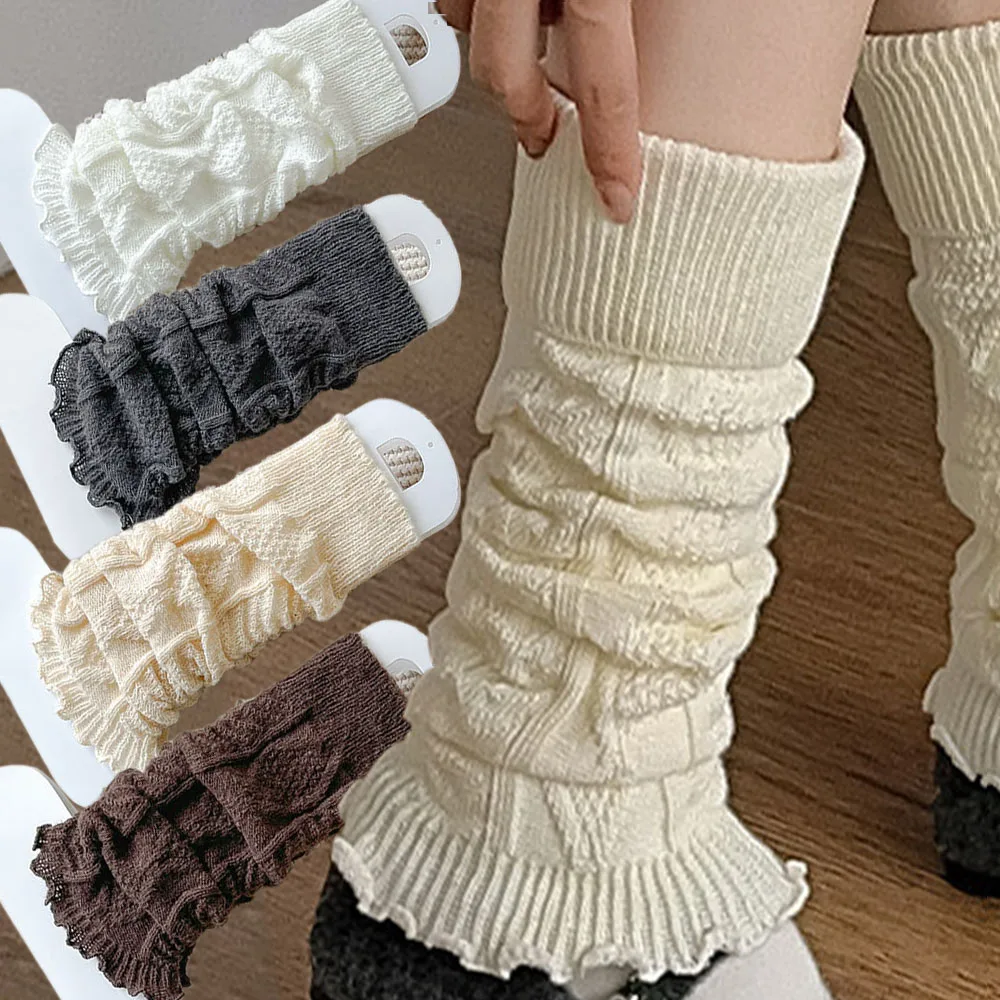

Y2K Winter Leg Warmers Sweet Japanese Lolita Knitted Socks Women Warmer Autumn Winter Crochet Heap Sock Boot Cuffs Fashionable