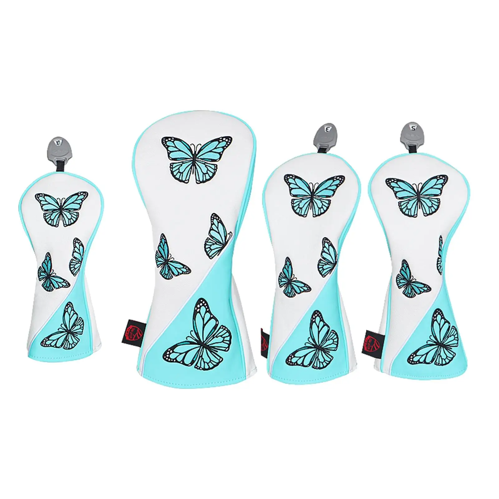 Butterfly Pattern Golf Head Covers for Golf Clubs Woods and Hybrids with Elastic Band Secure Fit Waterproof