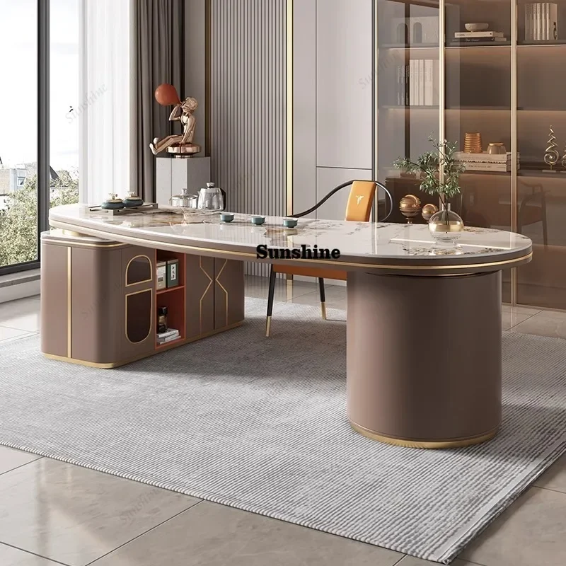 

TDBig Writing Storage Office Desk Desktop L Shape Drawers Organizer Computer Desks Modern Luxury Mesa Para Computador Furniture