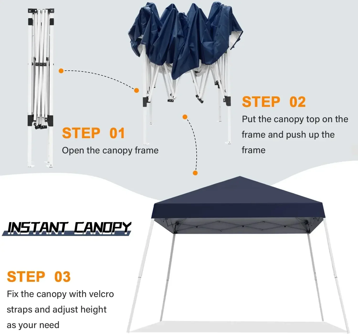 Canopy 10X10 FT Pop Up Canopy Outdoor Instant Tent with Carrying Bag Portable Gazebo for Patio Deck Garden and Beach8X8 FTCanopy