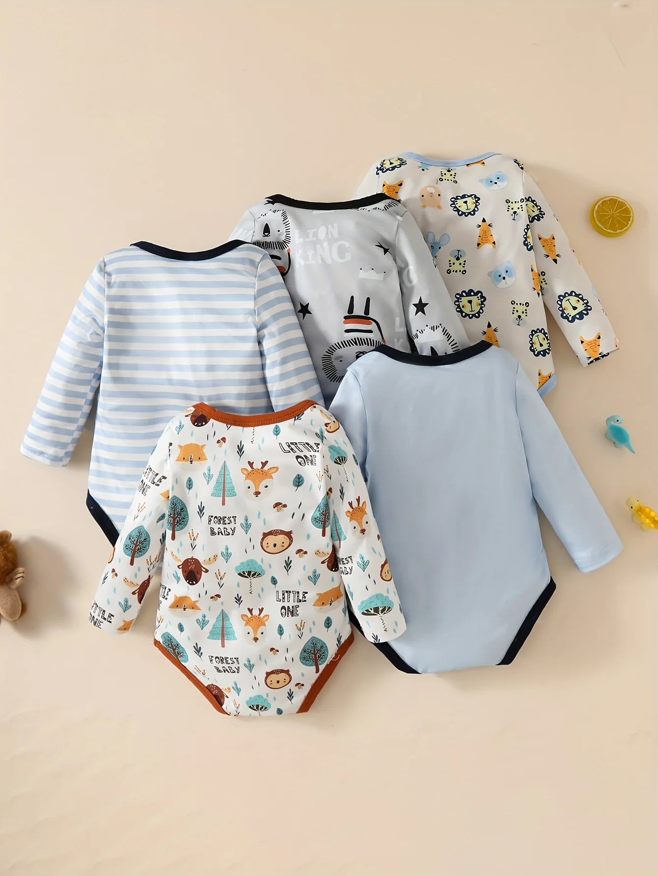 Baby Boys Cute Comfortable 5-Pack Animal Theme Bodysuits All-Season Wear Infant One-Pieces Essential