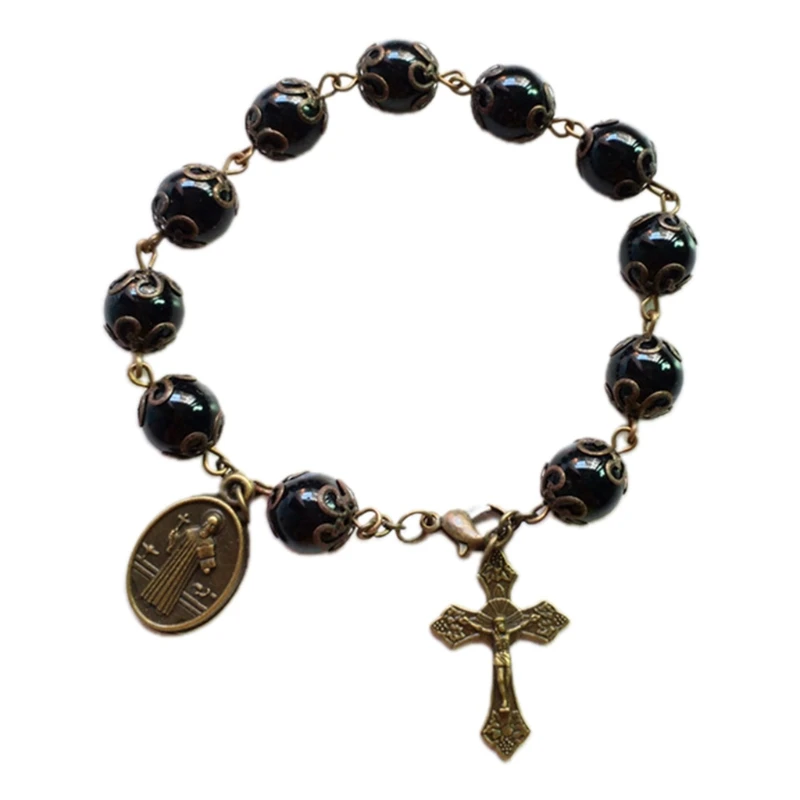 Jewelry Decor for Cross Pendant Beads Catholic Bracelets Religious Dropsale