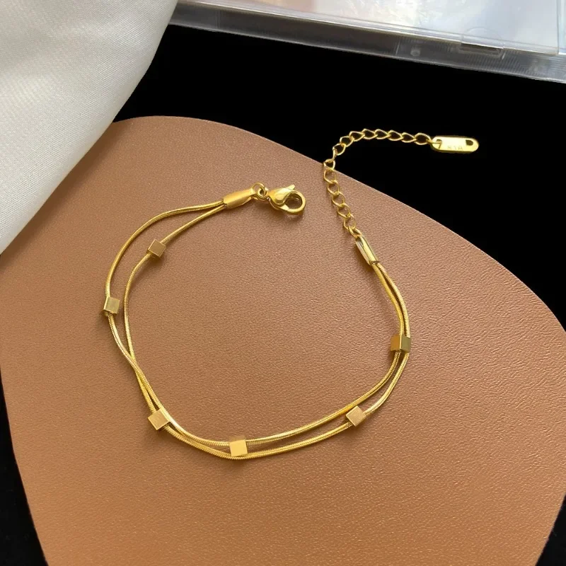 1PC Gold-color Bracelet Ladies Hip Hop Style Stainless Steel Round Sign Portrait Pendant Wide Cross Chain Jewelry Accessories