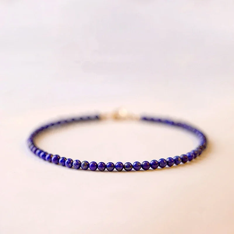 Retro 3mm Natural Lapis Lazuli Stones Crystal Cut/Round Beads Beaded Bracelets for Women Fine Jewelry Accessories Gifts YBR664