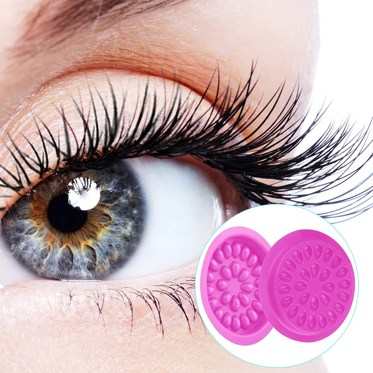 

100Pcs Grafting Eyelash Glue Tray PVC Reusable Waterproof Flower Shaped Eyelash Holder Extension Pallet Makeup Tool