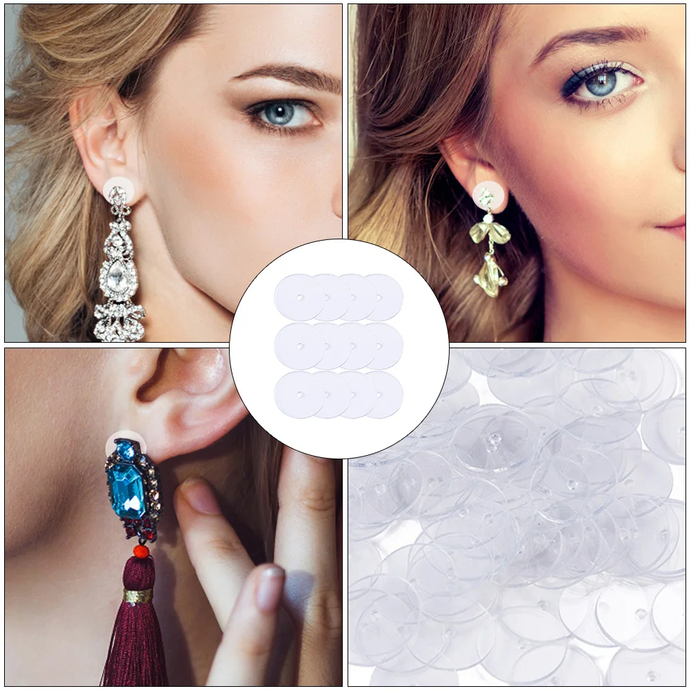 

150pcs Gasket Backs Soft Retainers Safety Studs White Durable Earring Backings Plastic Clear Spacers for Droopy Ears