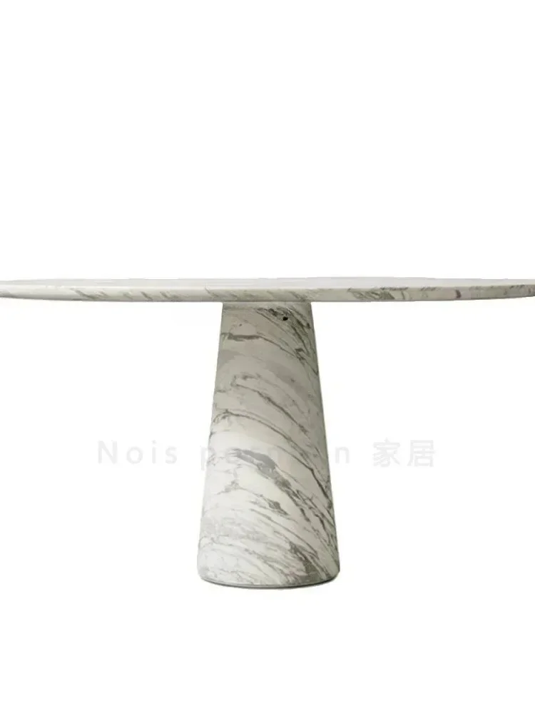 

Simple natural marble round dining table for home living room light luxury high-end dining table