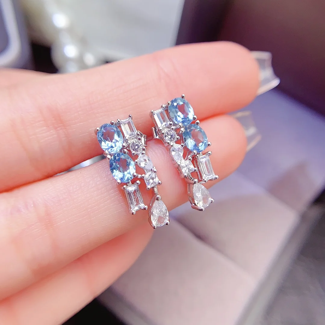 SHILOVEM 925 sterling silver Natural Topaz stud earrings classic fine Jewelry  women party gift  wholesale 4*5mm le0405935agb image 6
