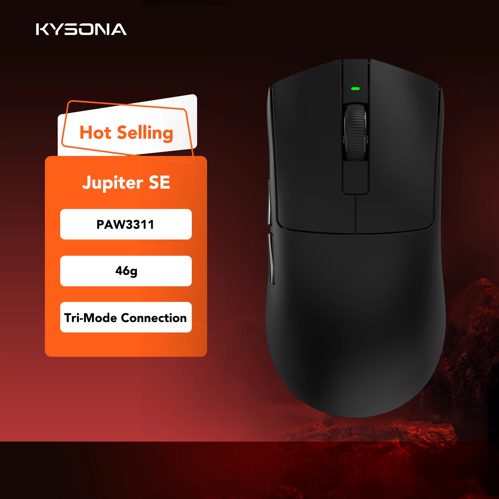 KYSONA Jupiter SE Wireless Gaming Mouse Bluetooth Mice PAW3311 Sensor 24000DPI Lightweight 46g For Big Hands PC Laptop Gamer