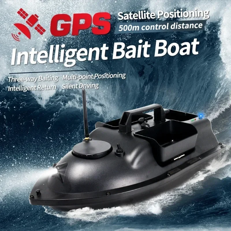 VWVIVIDWORLD New intelligent remote control bait  Fishing  boat with GPS, three silos, 1.5kg load capacity