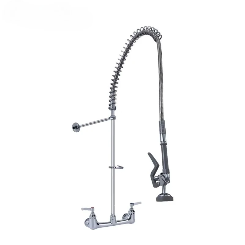 20,3 cm großer, moderner Design-Spülbecken-Wasserhahn, ausziehbares Spray, robuste Wandmontage, kommerzieller Wasserhahn für die Küche, 2 Löcher