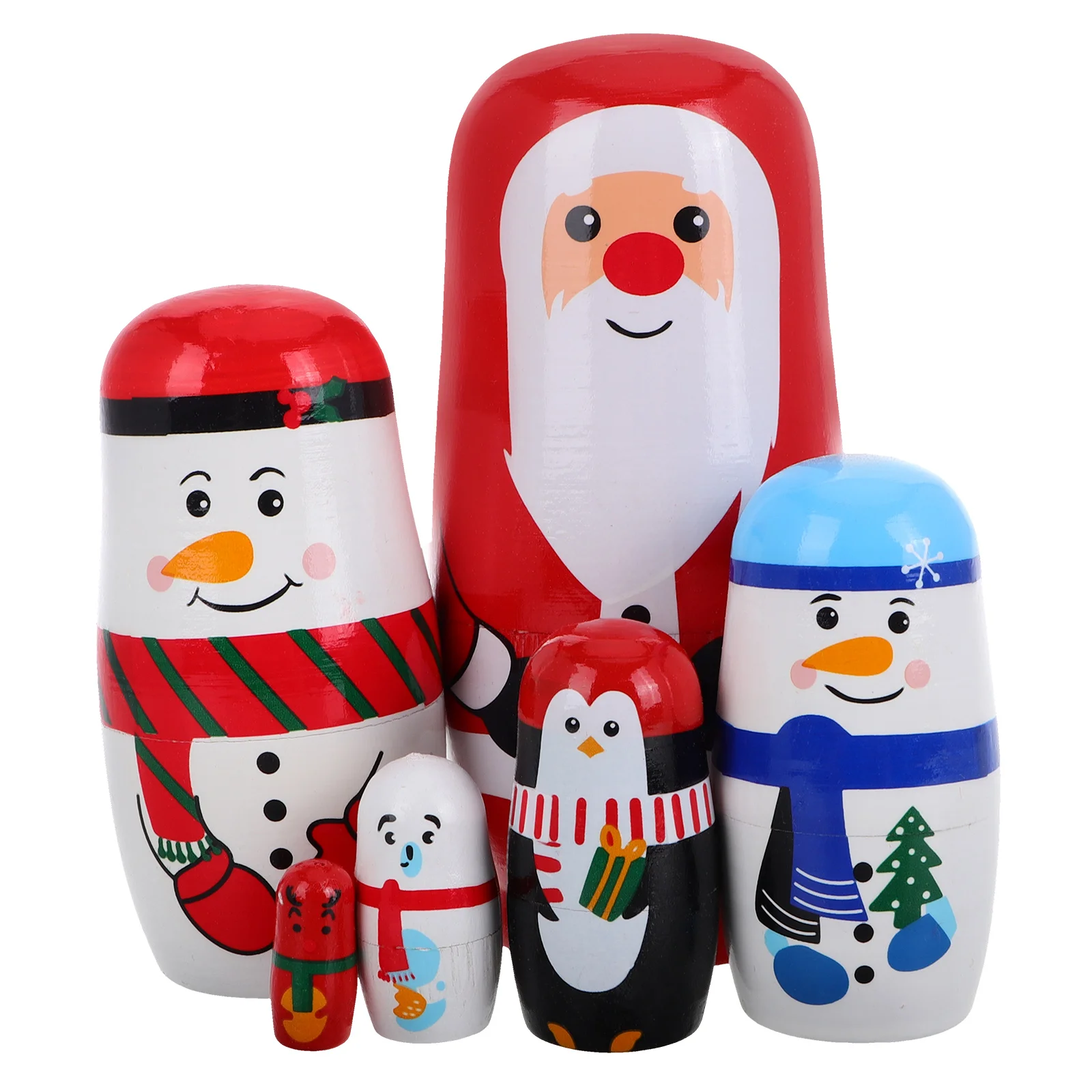 Christmas Russian Dolls Decor Decorative Nesting Wood Stacking Desktop Adorns for Kids Stackable Craft Ornaments