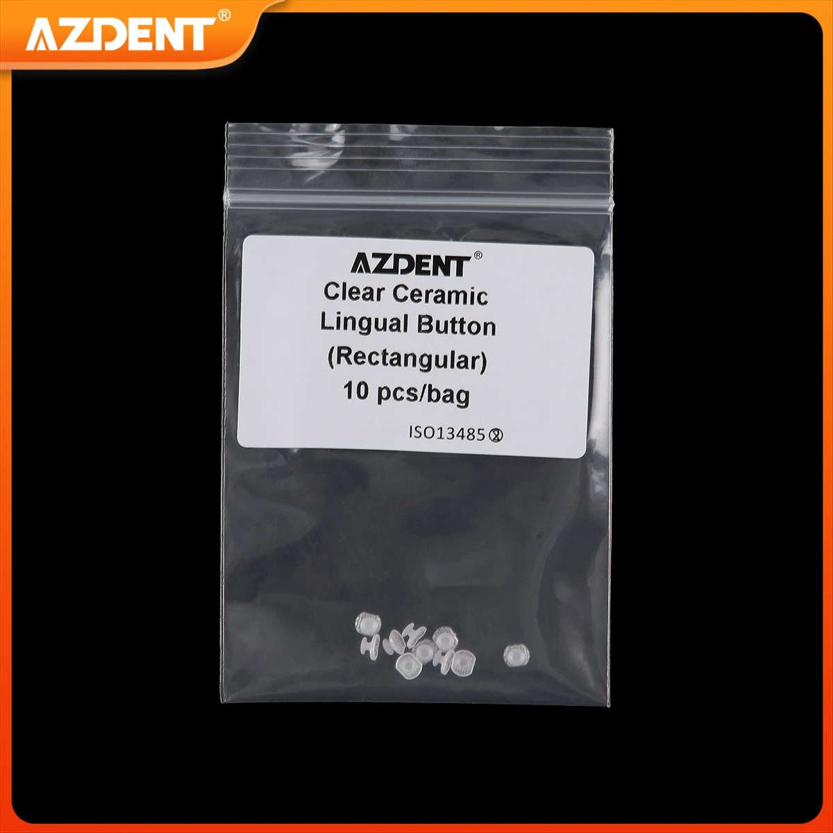 10PCS/Pack Dental Orthodontic Lingual Buttons AZDENT Composite Clear Ceramic Bondable Round and Rectangular Base