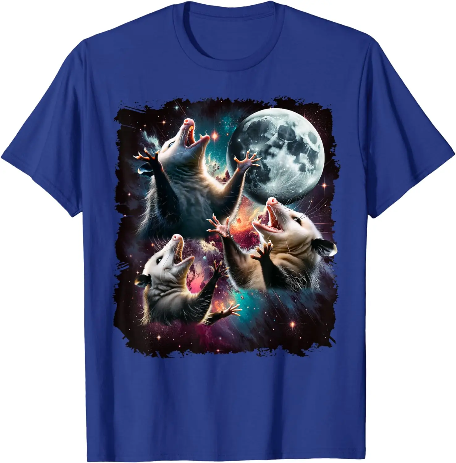 Three Opossum Moon | 3 Possum Moon Funny Weird Cursed Meme T-Shirt