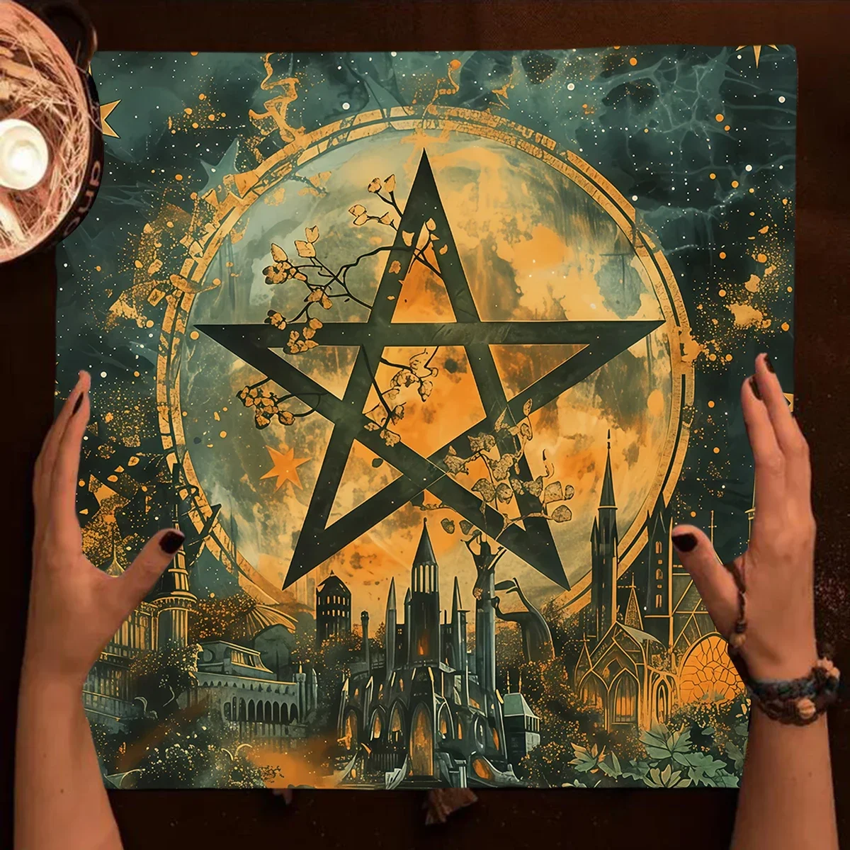 Moon Phase Five-Pointed Star Design Altar Cloth Tarot Tablecloth Altar Cloth tablecloth Divination Astrology Oracle Board Mat