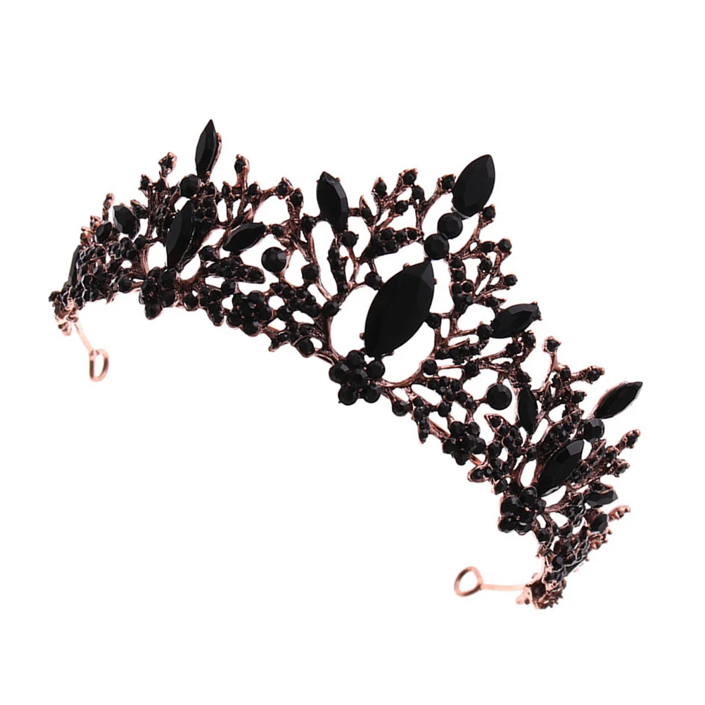 1 قطعة الباروك الأسود الزفاف العروس الشعر ديكور الزفاف غطاء الرأس النساء رئيس تيارا تاج حفلة تاج صور الدعامة اكسسوارات للشعر