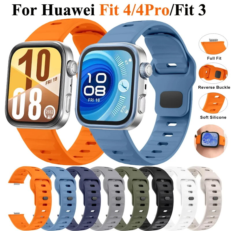 Sportarmband für Huawei Watch Fit 4 Pro Wave Silikonarmband Armband Correa für Huawei Watch Fit 4 Fit 3 Ersatzarmband