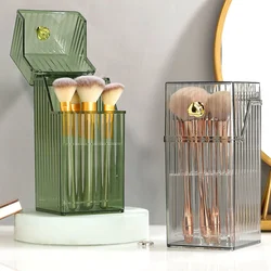 Clear Cosmetic Brush Storage Box Desktop Makeup Brushes Holder with Lid Large Capacity Eyebrow Pencil Cosmetics Tools Organizer