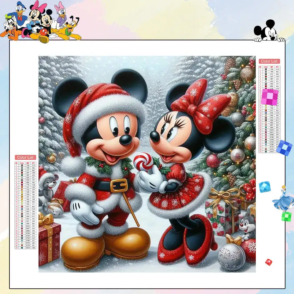 

Disney Diamond Painting Kits Mickey Minnie Crystal Christmas Large 5D Full Round Diamond Embroidery Art Cartoon New