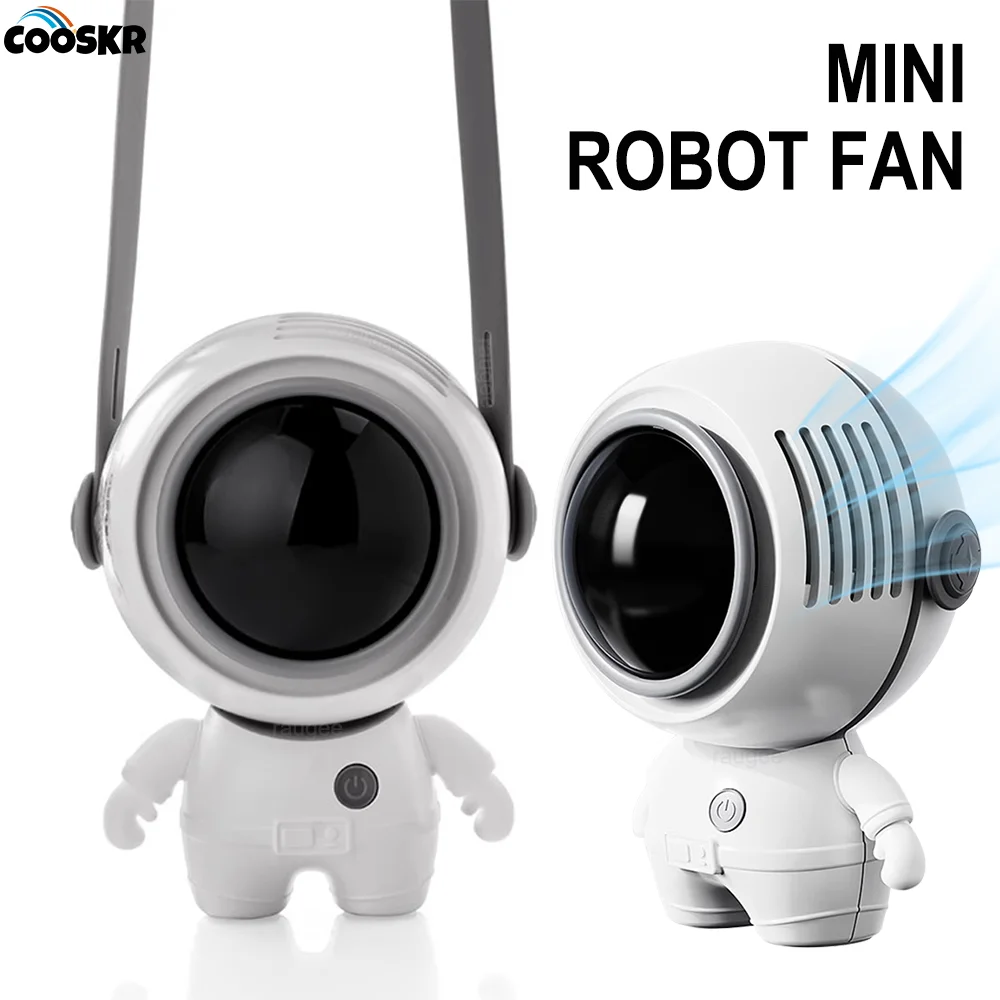 휴대용 목 팬 미니 휴대용 팬 충전식 교수형 목 팬 작은 우주 비행사 Usb 책상 팬 강력한 야외 캠핑 팬 3 기어