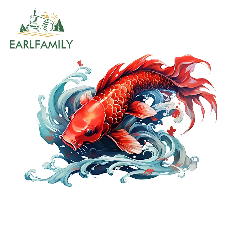EARLFAMILY Vibrant Exquisite Koi Fish Car Stickers Beautiful Artistic Helmet Rearview Mirror Decals Cool Viny Car Styling