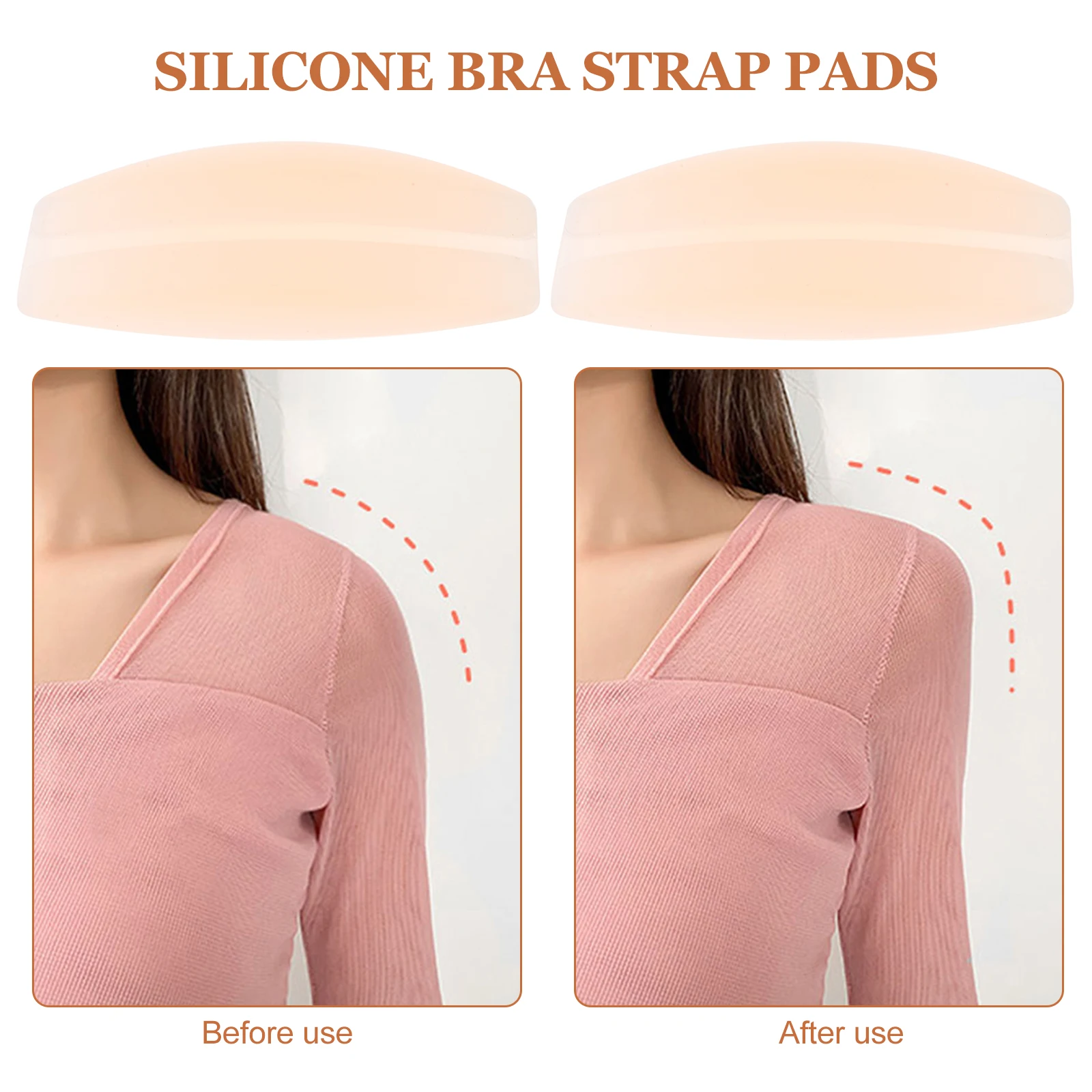 

2pcs Silicone Shoulder Pads Strap Cushions Nude Anti Slip Durable Washable Breast Support Underwear Accessories
