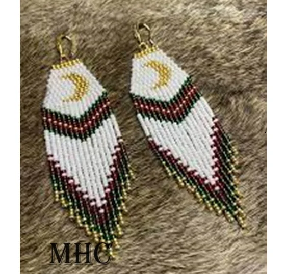 

Серьги из рисовых бусин, лунный узор, творчество, градиент цвета, богемное ручное плетение, сплав, стрелка, модные простые женские серьги из бисера