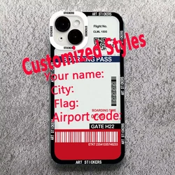 World City Travel Ticket New York BAHRAIN Label Phone Case For iPhone 14 13 12 11 Pro Max Mini XS X XR 7 8 Plus Customize Cover