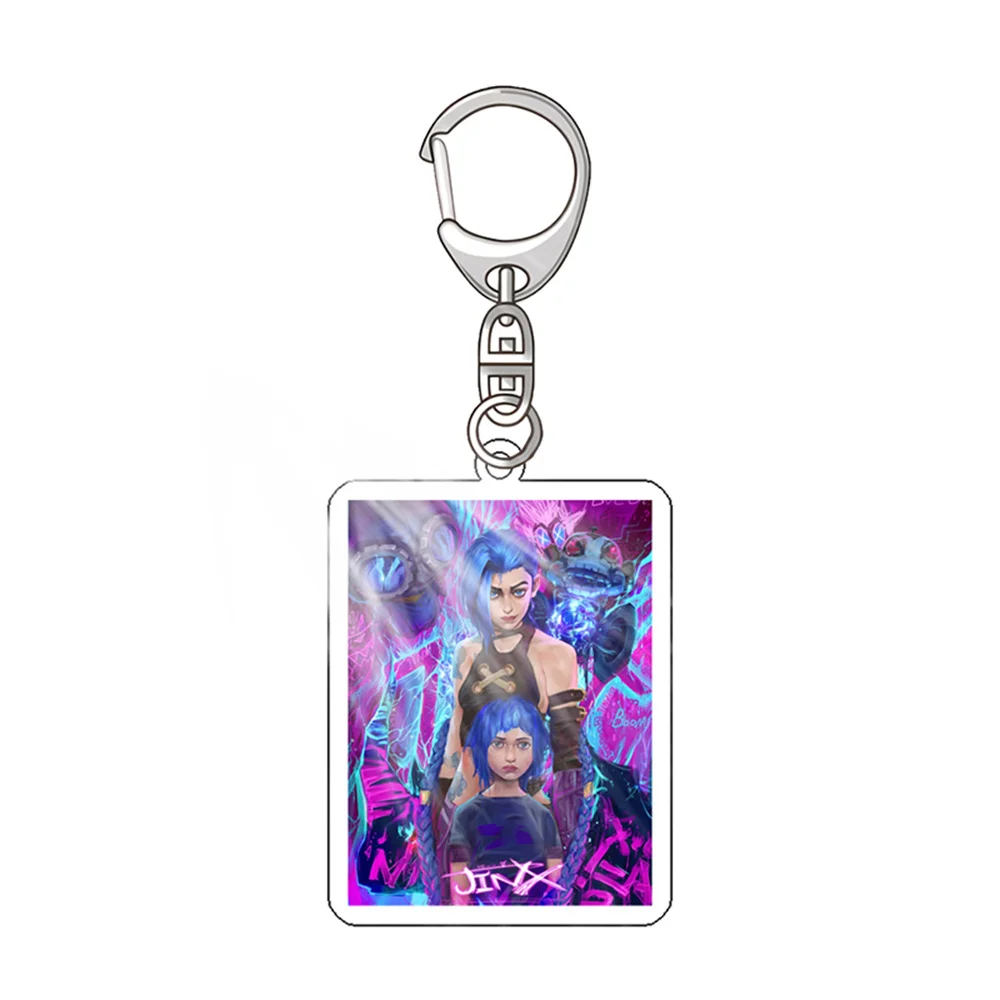 Arcane League of Legends Jinx Vi Anime Acrylic Friends Gift Girl Pendant fans Jewelry Cute Creative Keychain Key Ring Bag Charm