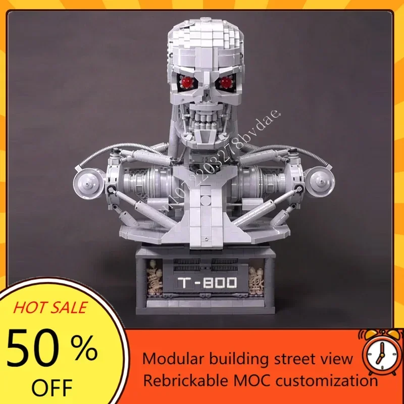 3082PCS MOC T-800 Terminator Bust Model Custom Puzzles Technology  Architecture DIY Creative Assembly Education Toys Kids Gifts