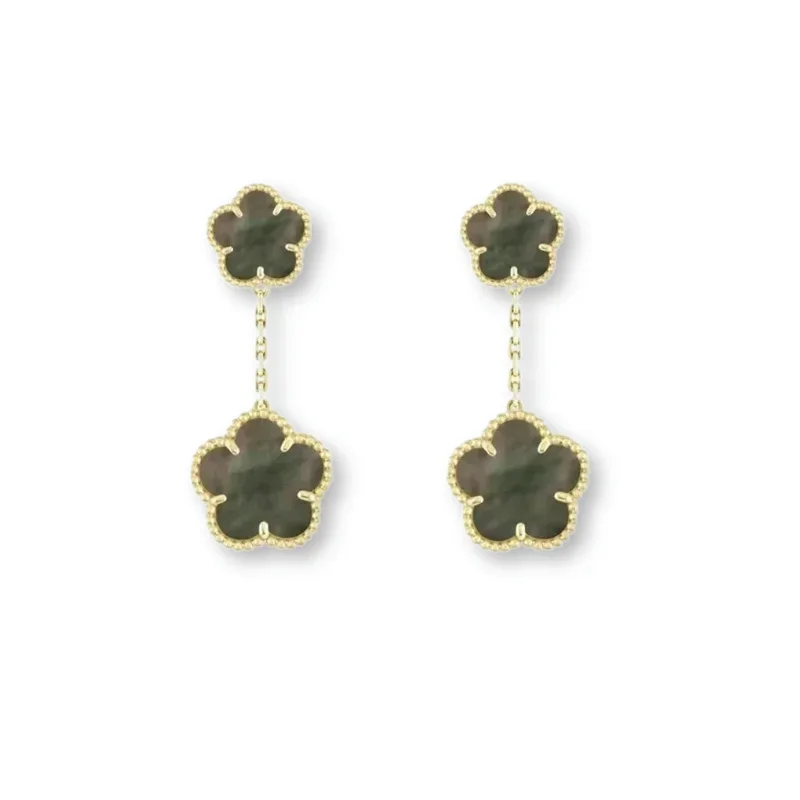 2024-Silver 4 Leaf Clover Earrings International Brands Replica High Quality Jewelry