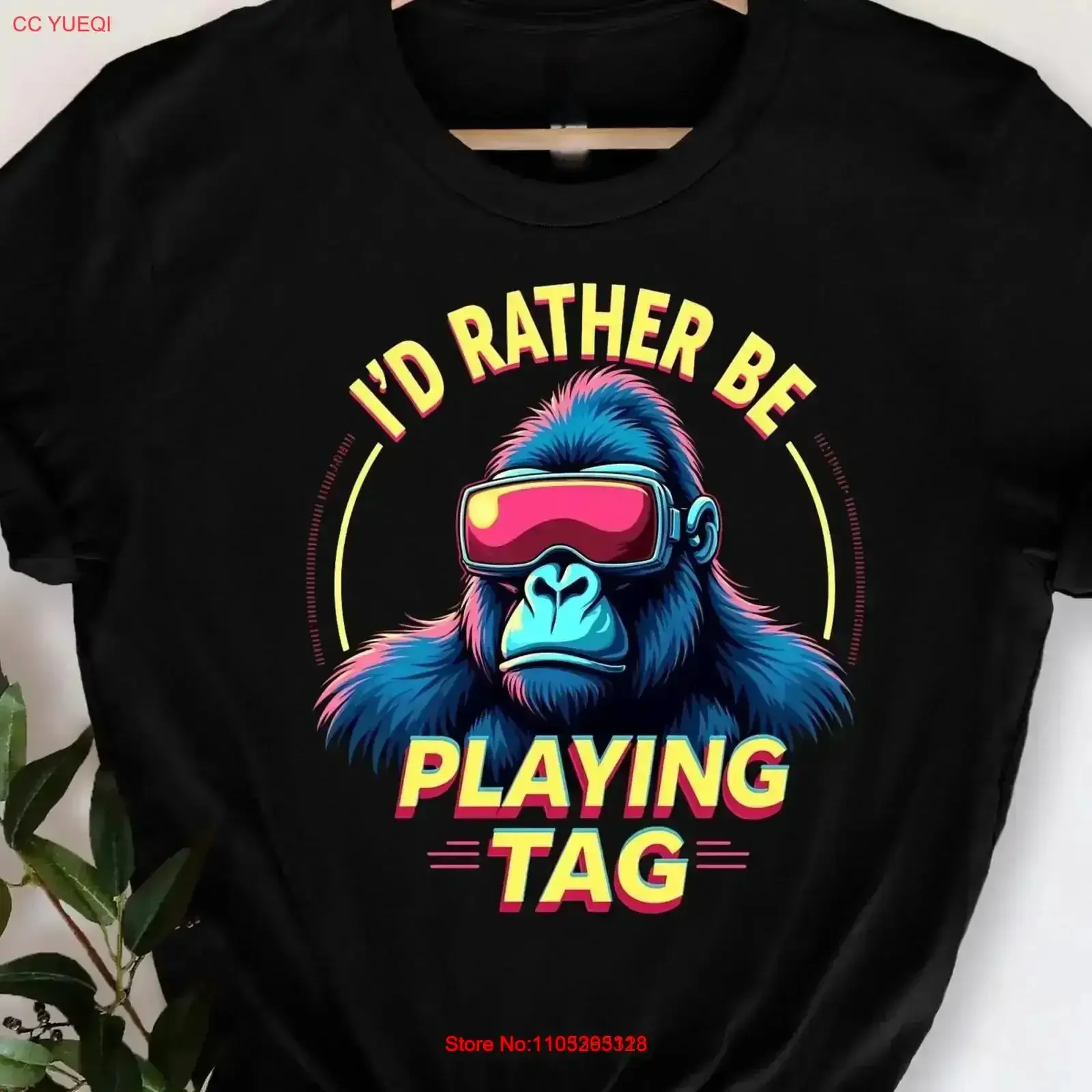I'd Rather Playing Tag Gorilla Monkey Gamer T Shirt Funny Gaming Virtual Reality vintage Washed homme streetwear vintage