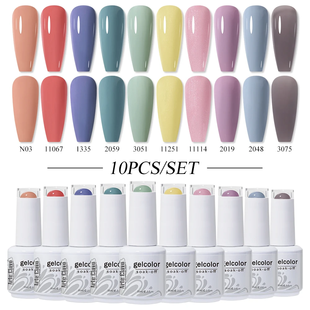 Arte Clavo 15 مللي 10 قطعة اللون الوردي هلام مسمار مجموعة طلاء الأظافر شبه دائم الأشعة فوق البنفسجية هلام الورنيش نقع قبالة LED الأظافر تحتاج قاعدة معطف فوقي ورنيش #6