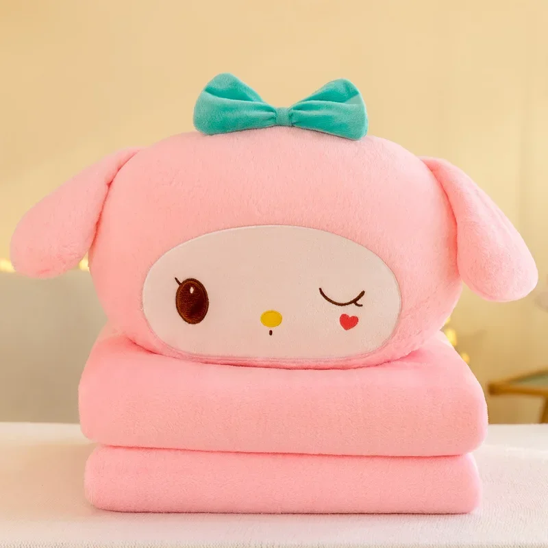 

Cartoon Sanrio Pillow Doll Nap Blanket Thickened Portable Travel Blanket Air Conditioning Cover Blanket