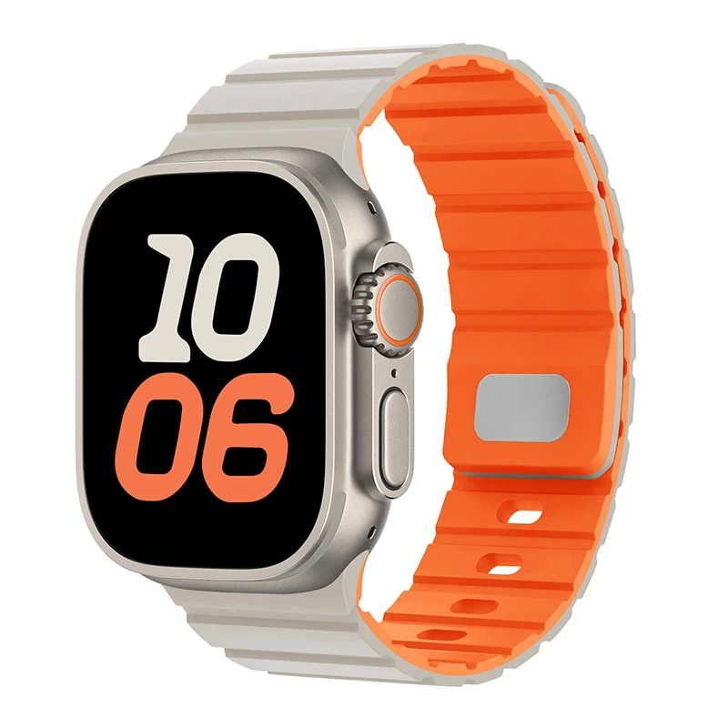 Magnetic Silicone Strap for Apple watch Band 40mm 44mm 46mm 45mm 49mm 41mm correas Bracelet iWatch Series 10 SE 9 8 Ultra 2 3 11