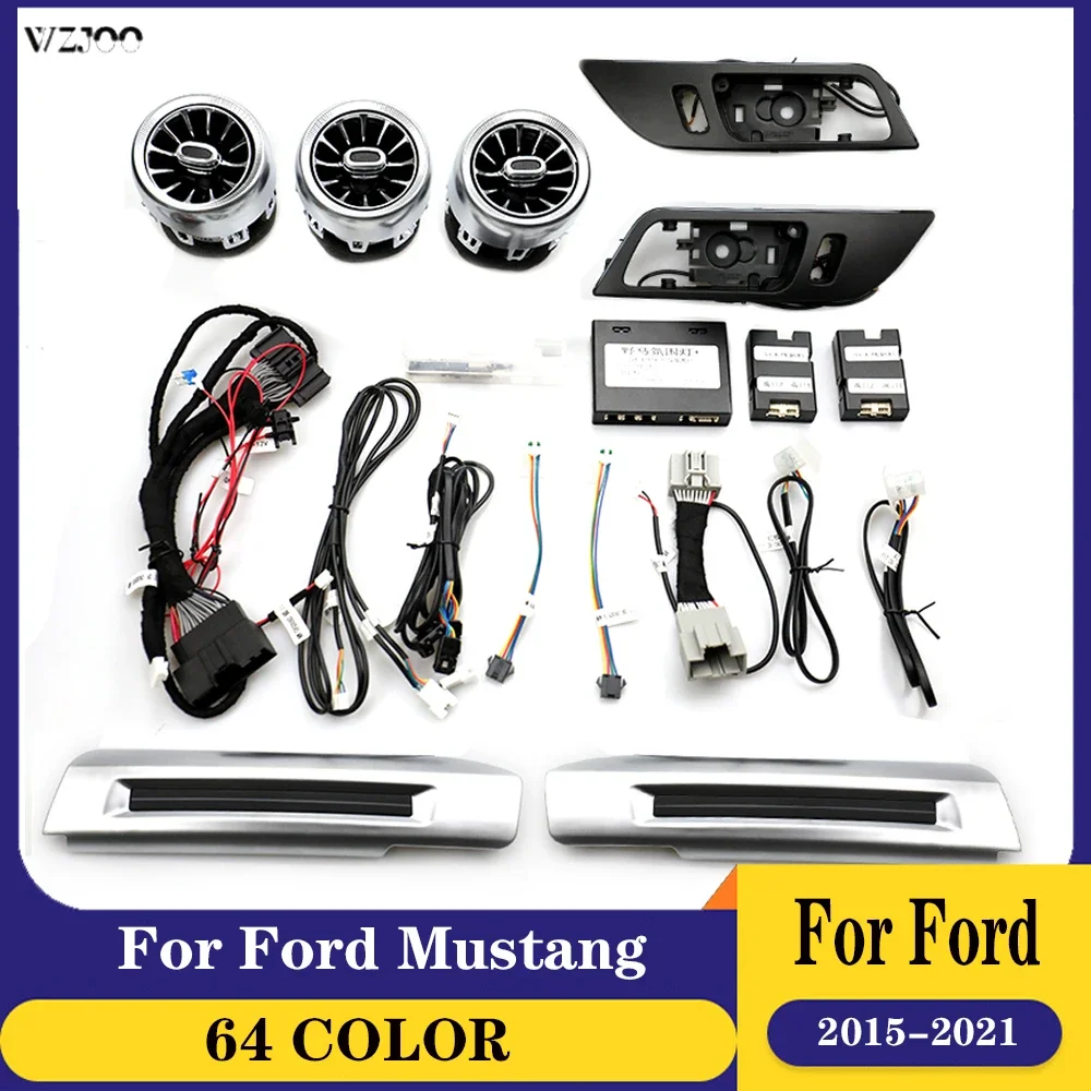 For ford  2015-2021 64 color Front Air condition LED ambient light for Mustang turbine air outlet LED lights Atmosphere Lamp