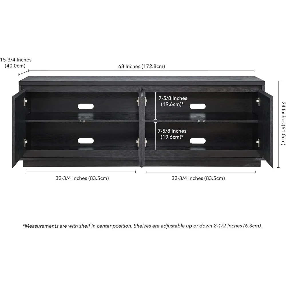 Presque TV Stand, 68 "Wide, Preto