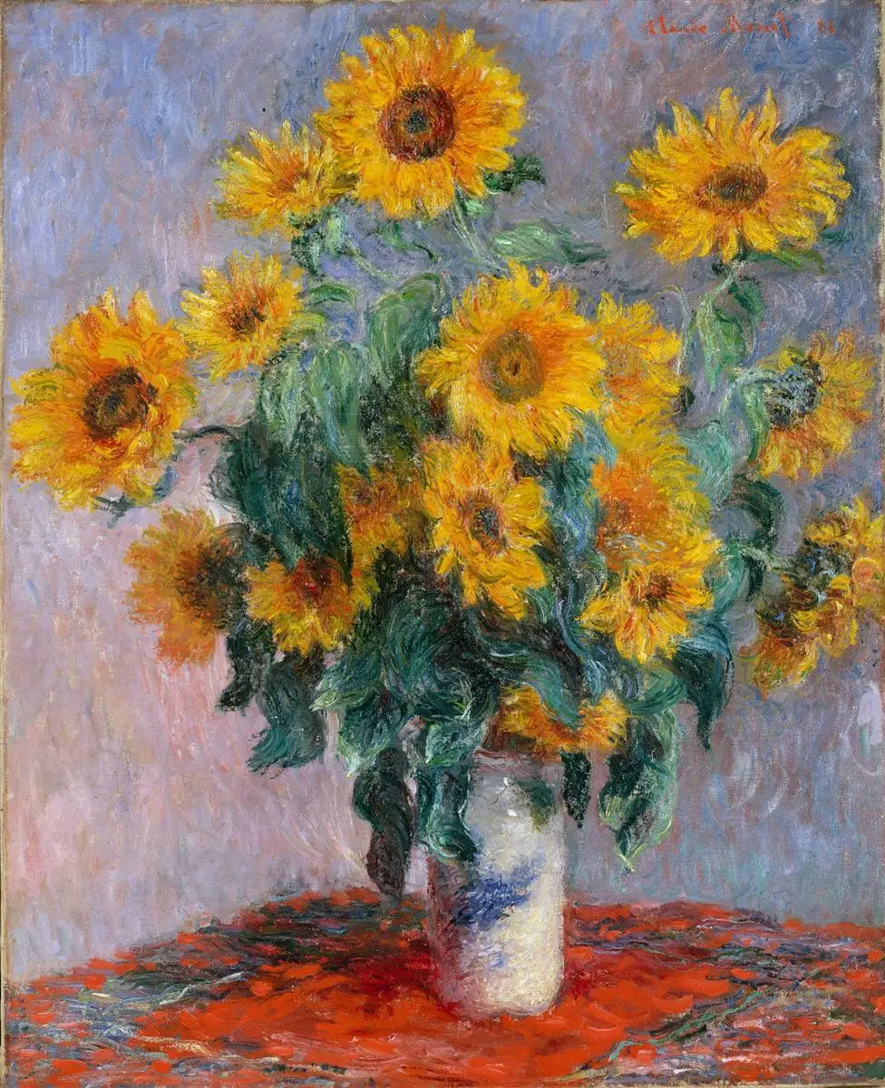 

Bouquet of Sunflowers,1880 by Claude Monet Oil Paintings Replica Handpainted Impressionism Flower Painting on Canvas Wall Decor